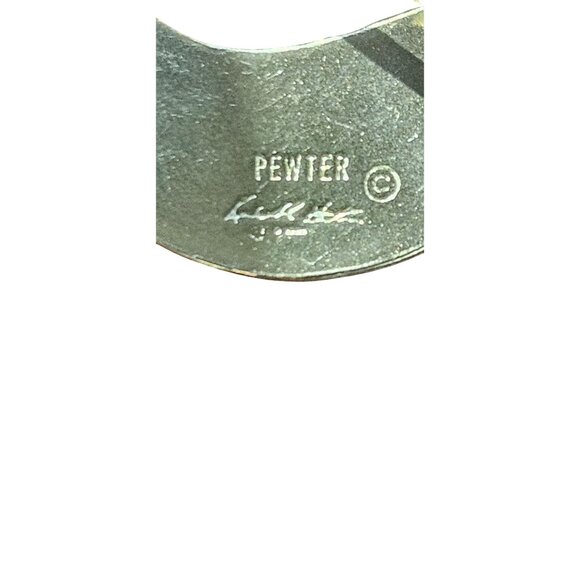 Vintage Brooch Kenneth Kantro Pewter Preening Loon Pin 1" Round Design - Picture 4 of 12